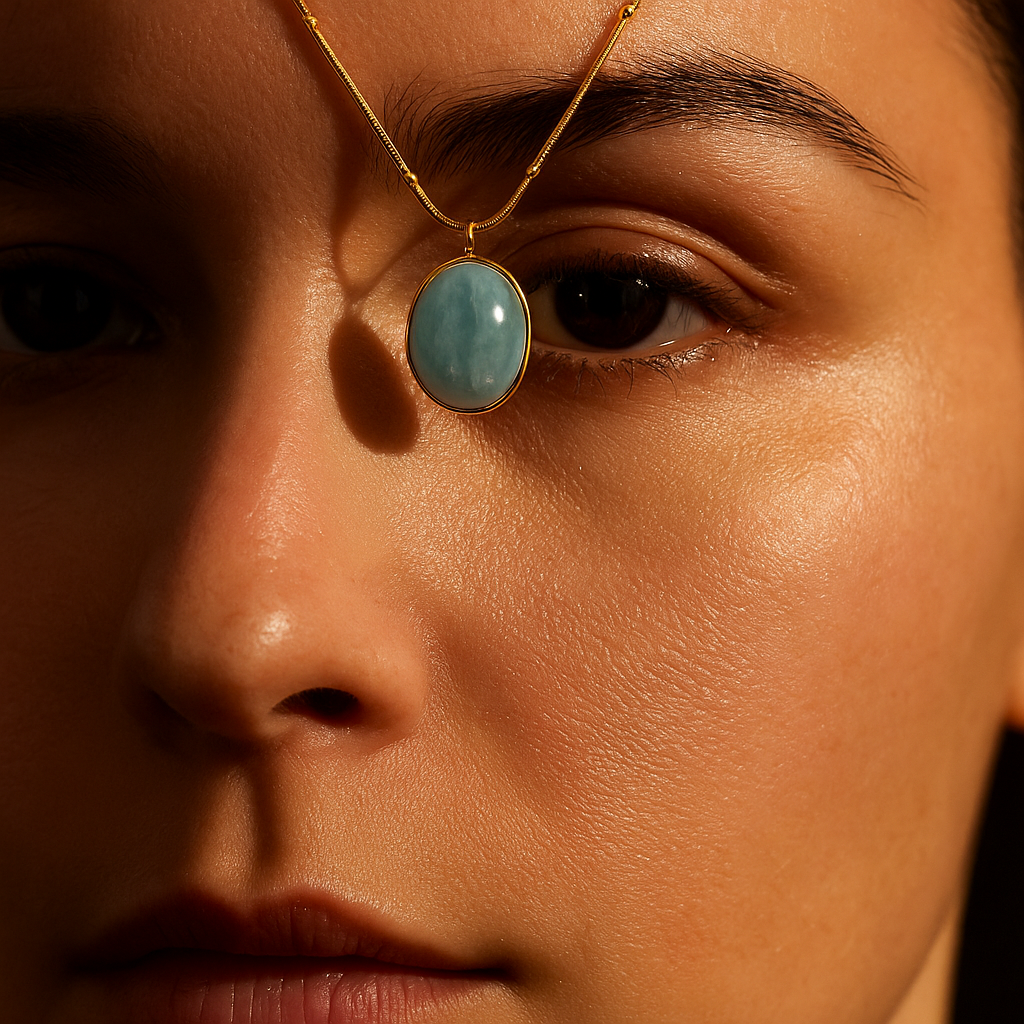 Collier Azur porté – acier inoxydable doré – Jewelya AG