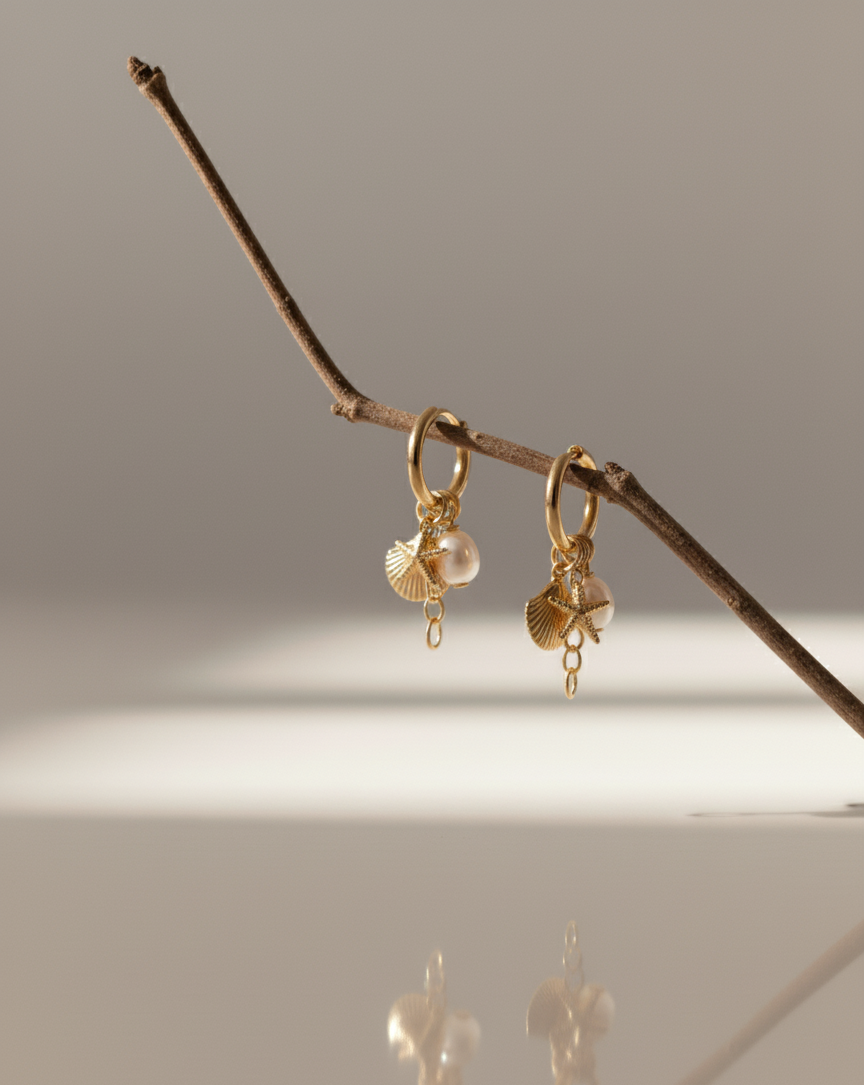 Boucles d’oreilles Almare dorées en acier inoxydable 316L – Jewelya AG