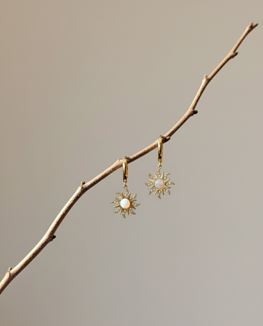 Boucles d’oreilles Heliane dorées en acier inoxydable 316L – Jewelya AG