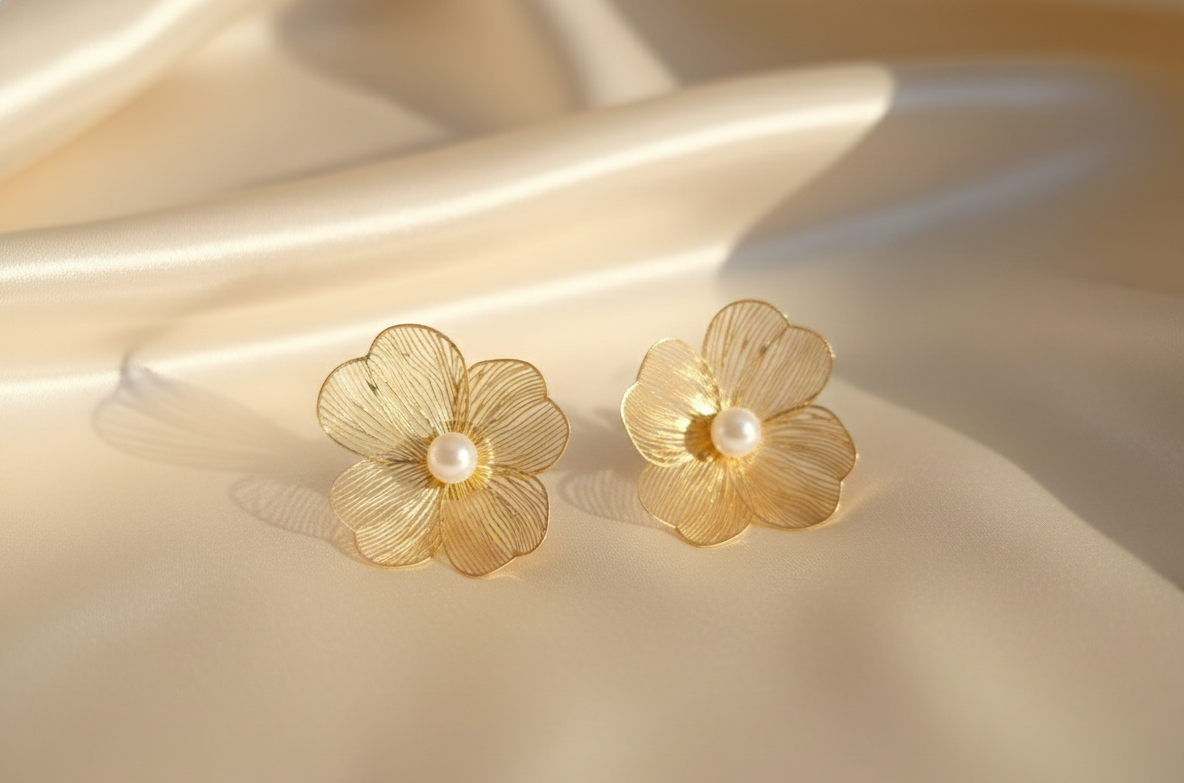Boucles d’oreilles Bloom dorées en acier inoxydable 316L – Jewelya AG