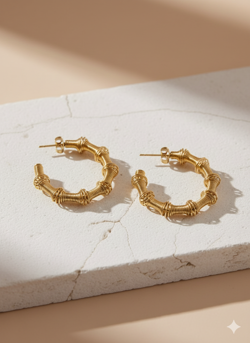 Boucles d’oreilles Almira dorées en acier inoxydable 316L – Jewelya AG